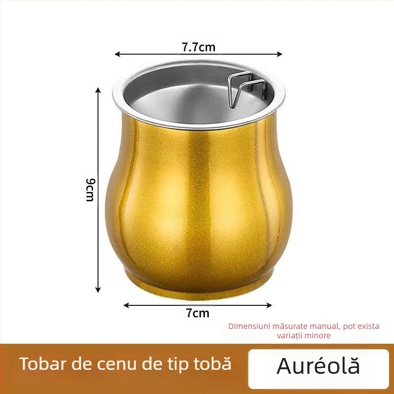 Scrumieră în formă de tambur din oțel inoxidabil pentru living | Minimalist, lux ușor; Personalizabil cu siglă imprimată; Origine: Chaozhou