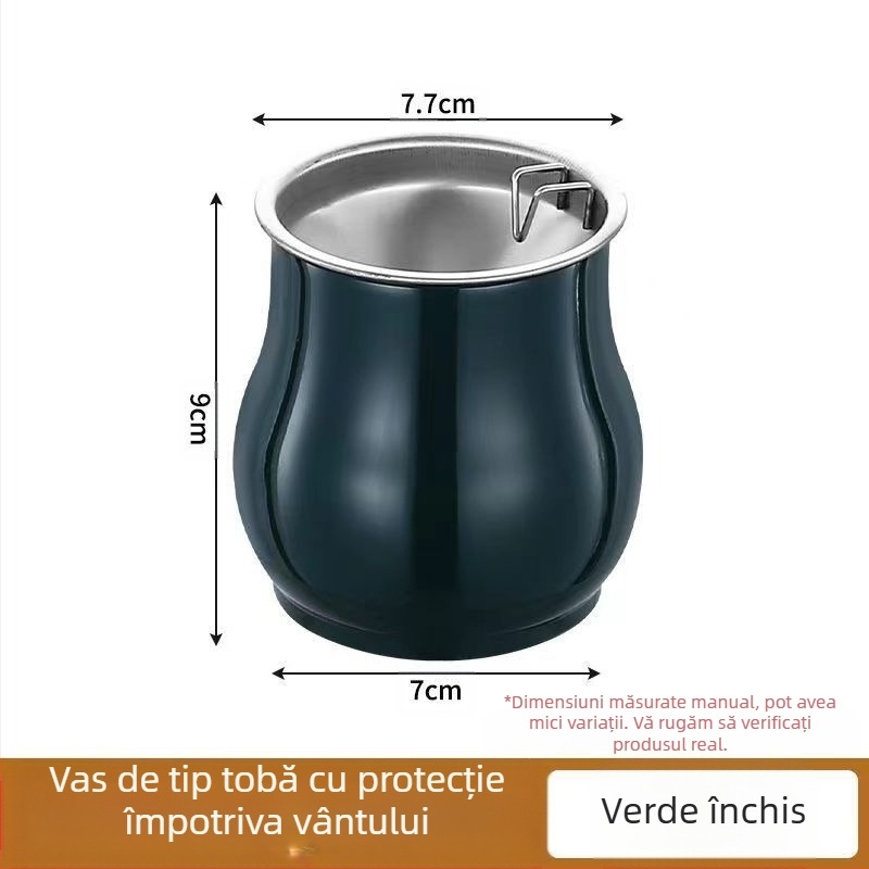 Scrumieră în formă de tambur din oțel inoxidabil pentru living | Minimalist, lux ușor; Personalizabil cu siglă imprimată; Origine: Chaozhou