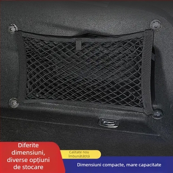 Plasă universală de depozitare pentru portbagaj, elastică cu două straturi, tip agățare
