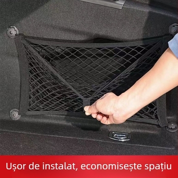 Plasă universală de depozitare pentru portbagaj, elastică cu două straturi, tip agățare