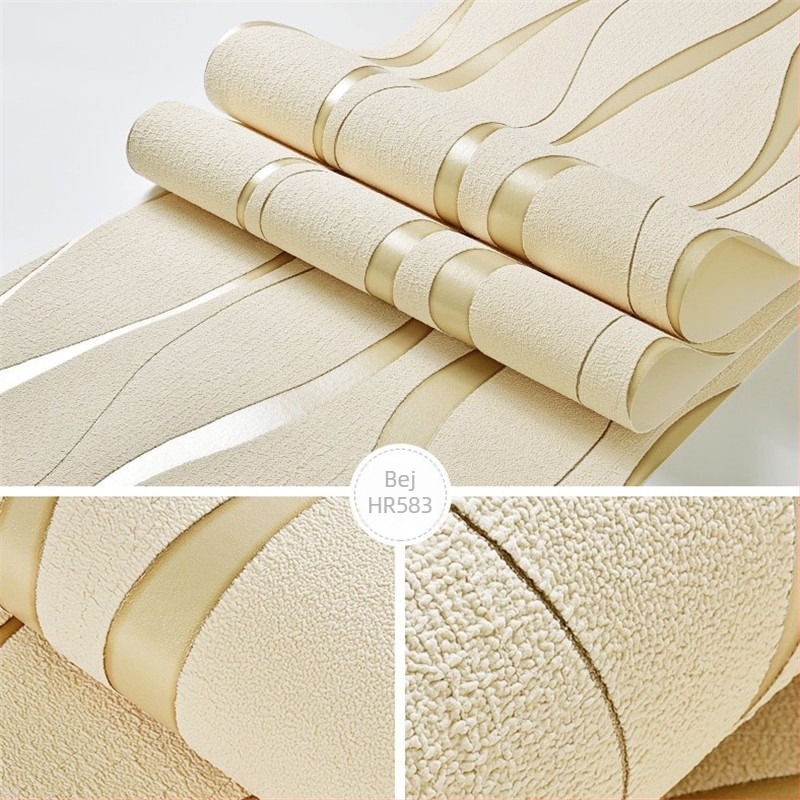 Tapet 3D cu valuri de apă, din țesătură nețesută – impermeabil, textură concav-convex, stil modern minimalist