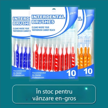 Periuță interdentală ortodontică, set 10 bucăți, peri ultra-fini moi, sârmă din oțel inoxidabil