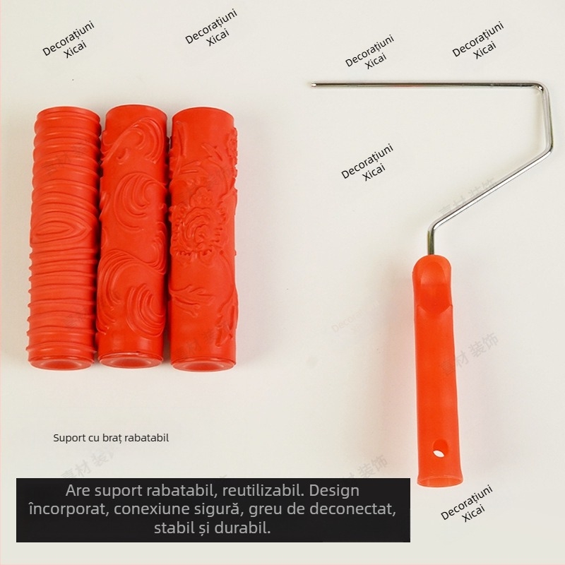 Rolă din cauciuc cu relief pentru vopsire, textură aleatorie; direcții: orizontal și vertical; Brand: Beautiful and good; Spațiu de lucru: 46