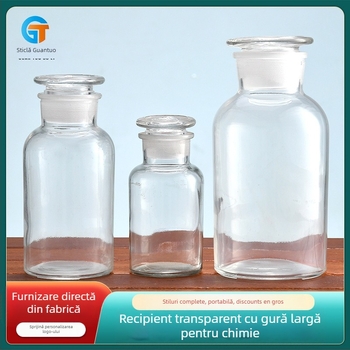 Guan tao sticlă pentru reagente cu gură largă, mată, sigilată pentru laborator, imprimare logo disponibilă, marcă privată licențiată