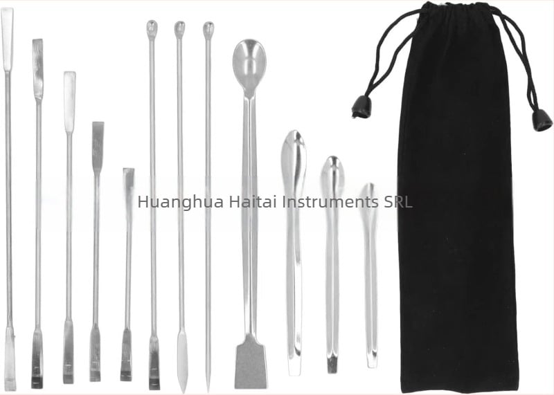 Lingură medicală din oțel inoxidabil, cu capete duble, micro-dozare, Haitai, ambalaj de 3 bucăți, toleranță ±1 mm