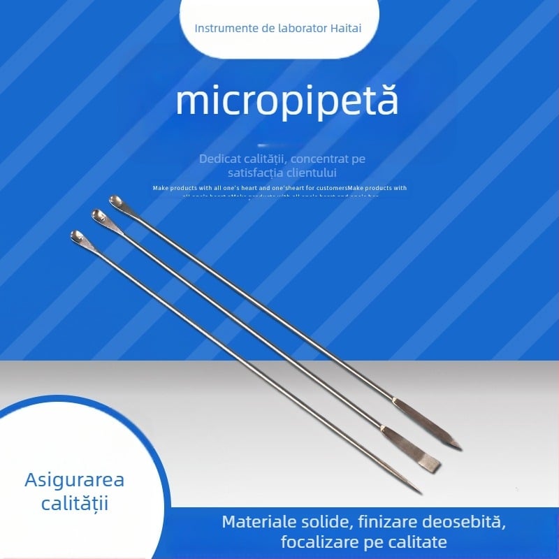 Lingură medicală din oțel inoxidabil, cu capete duble, micro-dozare, Haitai, ambalaj de 3 bucăți, toleranță ±1 mm