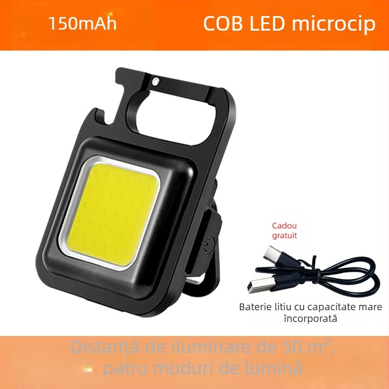 Lumină LED mini pentru chei – Lumină de lucru magnetică multifuncțională cu deschizător de sticle (6W • Încărcare • 500mAh • Model XH-69)