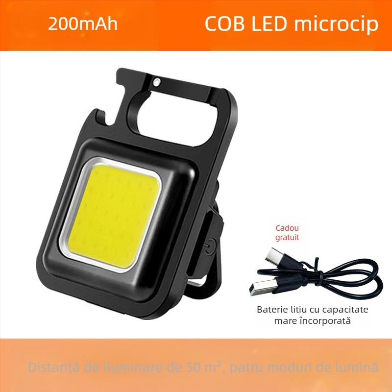 Lumină LED mini pentru chei – Lumină de lucru magnetică multifuncțională cu deschizător de sticle (6W • Încărcare • 500mAh • Model XH-69)