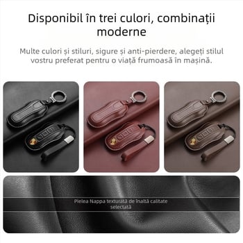 Carcasă pentru chei Porsche din piele de vită, stil etnic