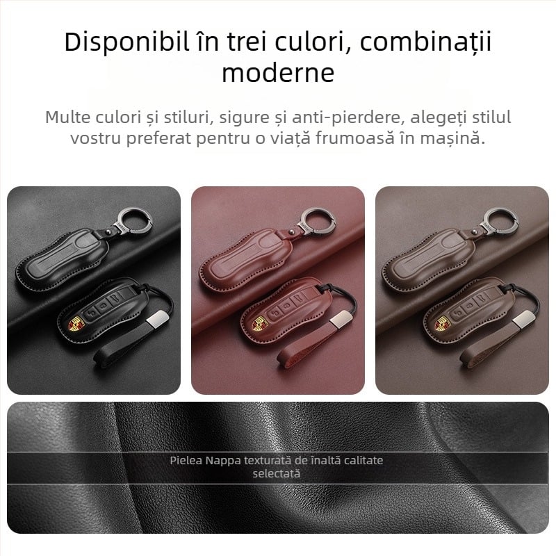 Carcasă pentru chei Porsche din piele de vită, stil etnic
