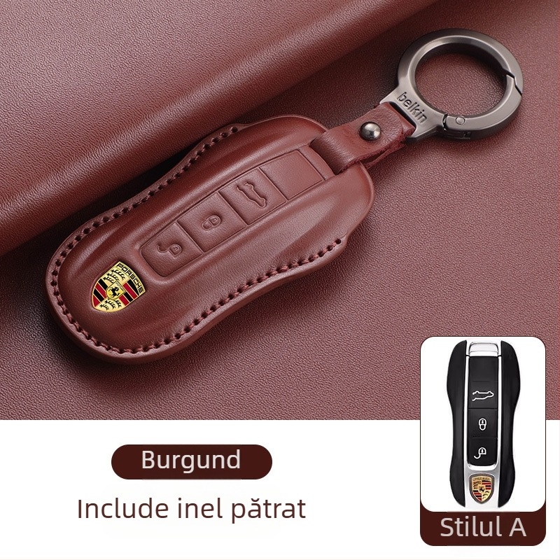 Carcasă pentru chei Porsche din piele de vită, stil etnic
