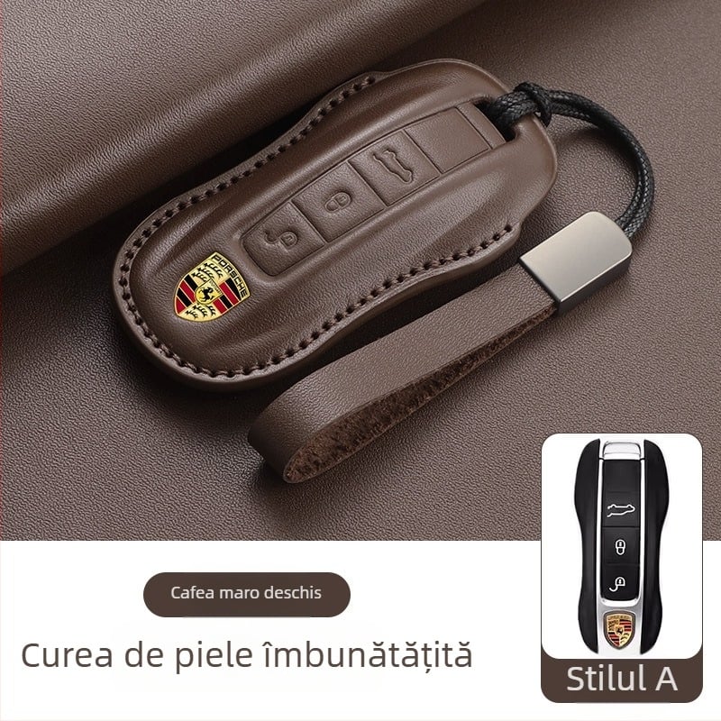 Carcasă pentru chei Porsche din piele de vită, stil etnic