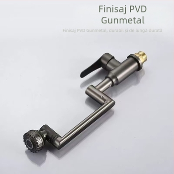 Robinet din oțel inoxidabil universal, rotativ pentru chiuveta de baie, model XMS-4090, supapă ceramică, 4 conexiuni intrare/ieșire, pentru apă caldă și rece