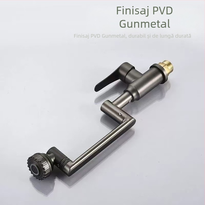 Robinet din oțel inoxidabil universal, rotativ pentru chiuveta de baie, model XMS-4090, supapă ceramică, 4 conexiuni intrare/ieșire, pentru apă caldă și rece