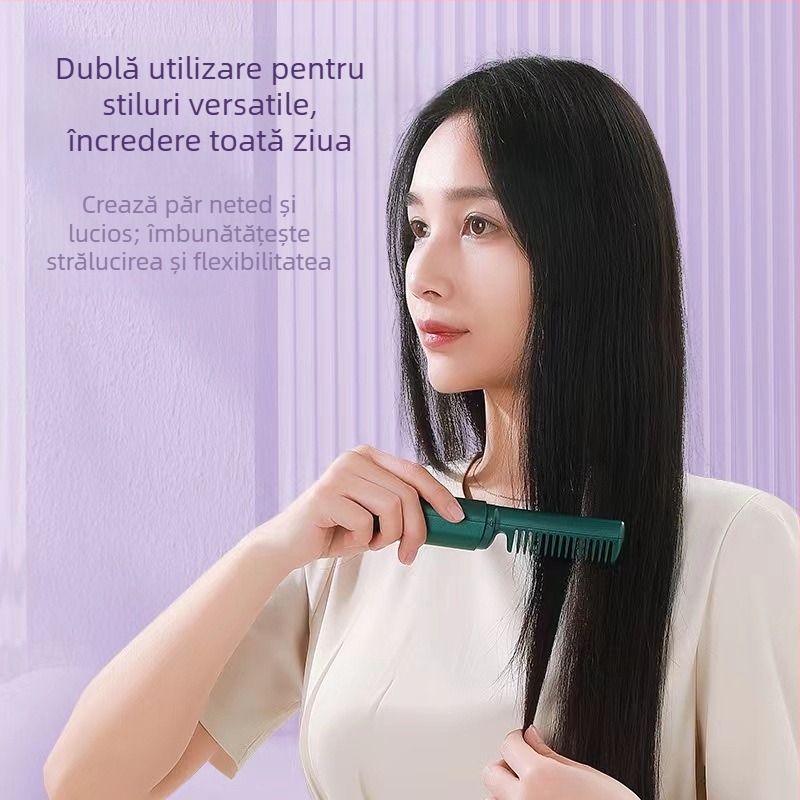 Aparat de netezire și îndreptare a părului fără fir, cu ioni negativi, încălzire din turmalin ceramic, control al temperaturii în 10 trepte, 45W, 110–220V, dual-use portabil