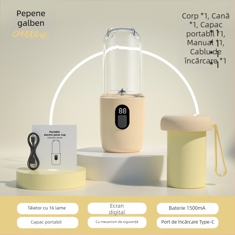 Cană de storcător portabilă cu încărcare USB, 40W, 401–600 ml, 5+ lame, baterie încorporată