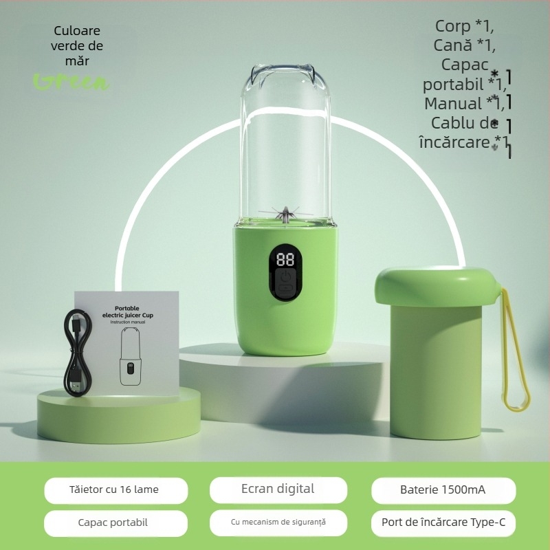 Cană de storcător portabilă cu încărcare USB, 40W, 401–600 ml, 5+ lame, baterie încorporată