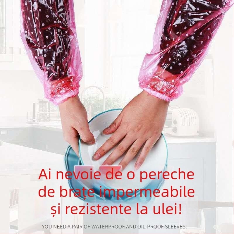 Manșon PVC pentru bucătărie – impermeabil, rezistent la uleiuri și murdărie; model cu buline cristal; stil modern minimalist