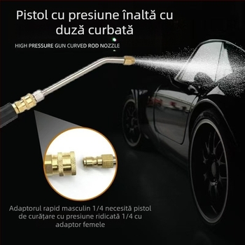 Tub extins pentru pistol de spălat cu presiune înaltă cu cot îndoit — cuplaj rapid 1/4, oțel inoxidabil și cupru, duză 11 mm, potrivit pentru furtun de înaltă presiune, 150 g