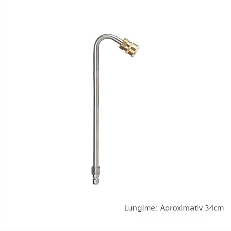 Tub extins pentru pistol de spălat cu presiune înaltă cu cot îndoit — cuplaj rapid 1/4, oțel inoxidabil și cupru, duză 11 mm, potrivit pentru furtun de înaltă presiune, 150 g