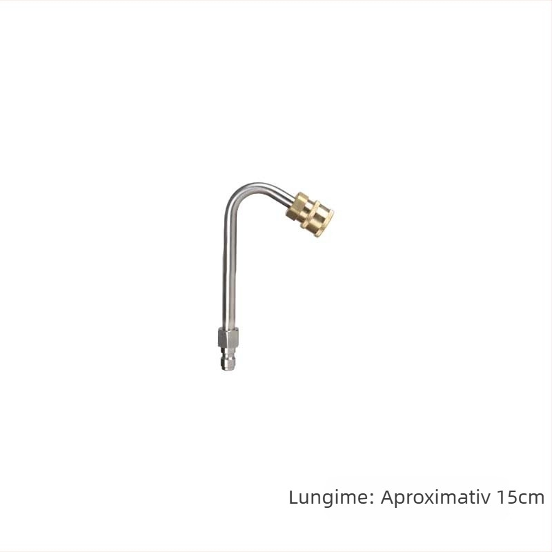Tub extins pentru pistol de spălat cu presiune înaltă cu cot îndoit — cuplaj rapid 1/4, oțel inoxidabil și cupru, duză 11 mm, potrivit pentru furtun de înaltă presiune, 150 g
