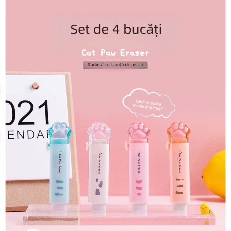 Radieră în formă de gheară de pisică, design cartoon, MW TG103, material PS rubber, pentru elevi