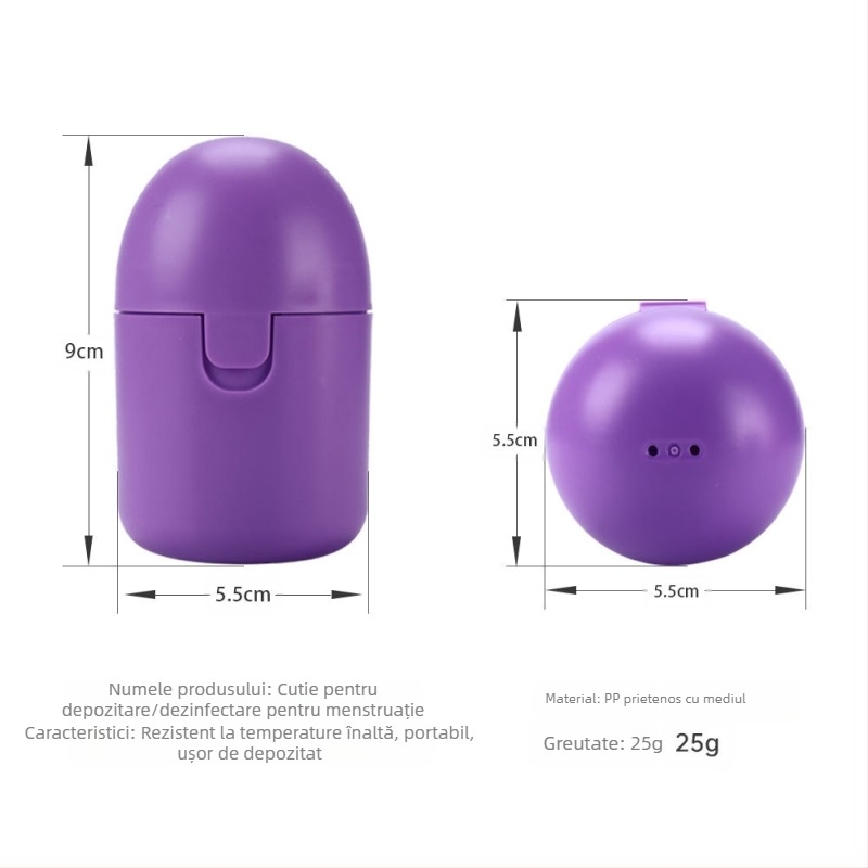 Cutie de depozitare pentru cupa menstruală, plastic PP, rezistență la temperaturi înalte, formă rotundă, design cu un singur strat, posibilitate de imprimare a logo-ului
