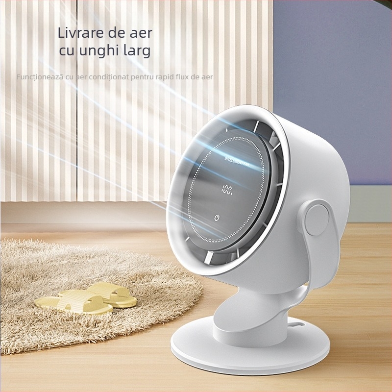 Ventilator USB Type-C fără palete cu control tactil, montaj pe birou sau pe perete, baterie încorporată 2000–4000 mAh, autonomie 3–6 ore, motor brushless, 100 trepte de viteză
