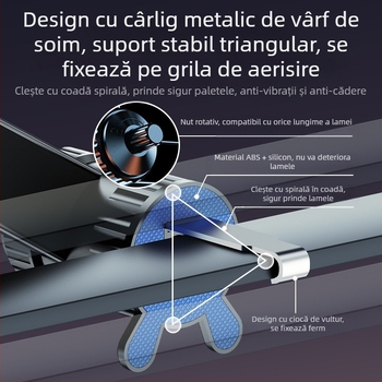 Suport auto pentru telefon cu MagSafe, fixare magnetică, montaj pe aerisire, braț extensibil reglabil și cârlig spiral