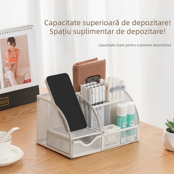 Suport metal pentru pixuri cu șapte compartimente, plasă metalică pentru birou, personalizare disponibilă
