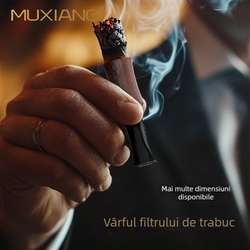 Cap de gură pentru țigară din lemn de abanos Muxiang — personalizabil, manual, stil simplu
