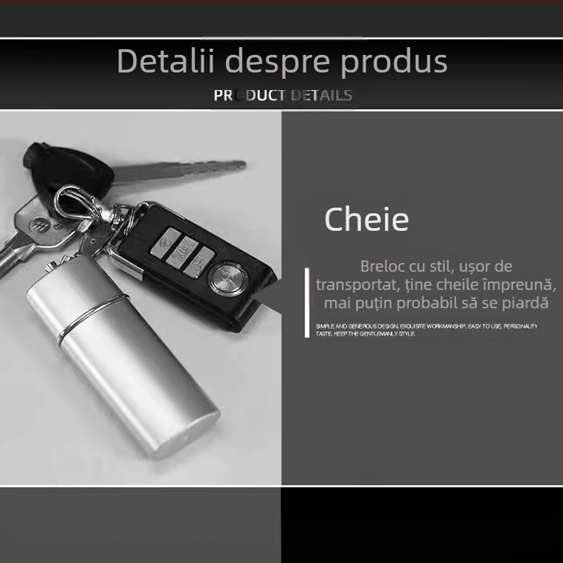 YF607 Scrumieră portabilă din metal cu breloc – ABS + oțel inoxidabil; reutilizabil; funcții: breloc, decor, depozitare; logo tipărit