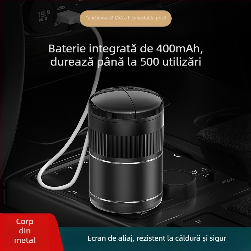 Scrumieră auto cu senzor infraroșu și capac deschis automat, interior metalic, model A70, 0,23 kg