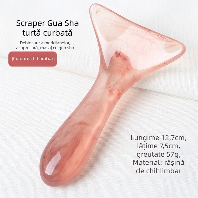 Spatulă curbată pentru masaj scraping – cervicală, umeri și spate; material: rășină; greutate: 57 g; categorie: scraping sheet/plate; aplicații: masaj de sănătate, fitness și frumusețe corporală; personalizare procesare disponibilă