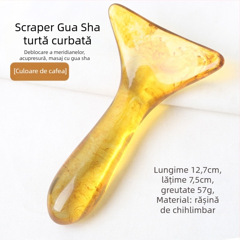 Spatulă curbată pentru masaj scraping – cervicală, umeri și spate; material: rășină; greutate: 57 g; categorie: scraping sheet/plate; aplicații: masaj de sănătate, fitness și frumusețe corporală; personalizare procesare disponibilă