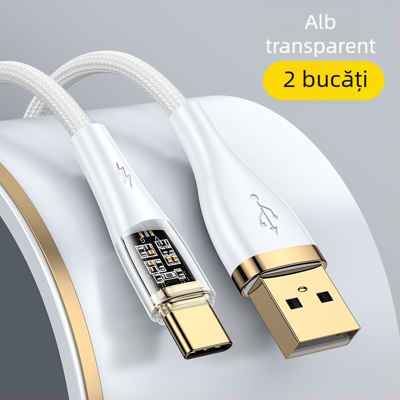 Cablu Type-C împletit, încărcare rapidă 100W, conector unic, pentru telefoane Huawei/Honor Android