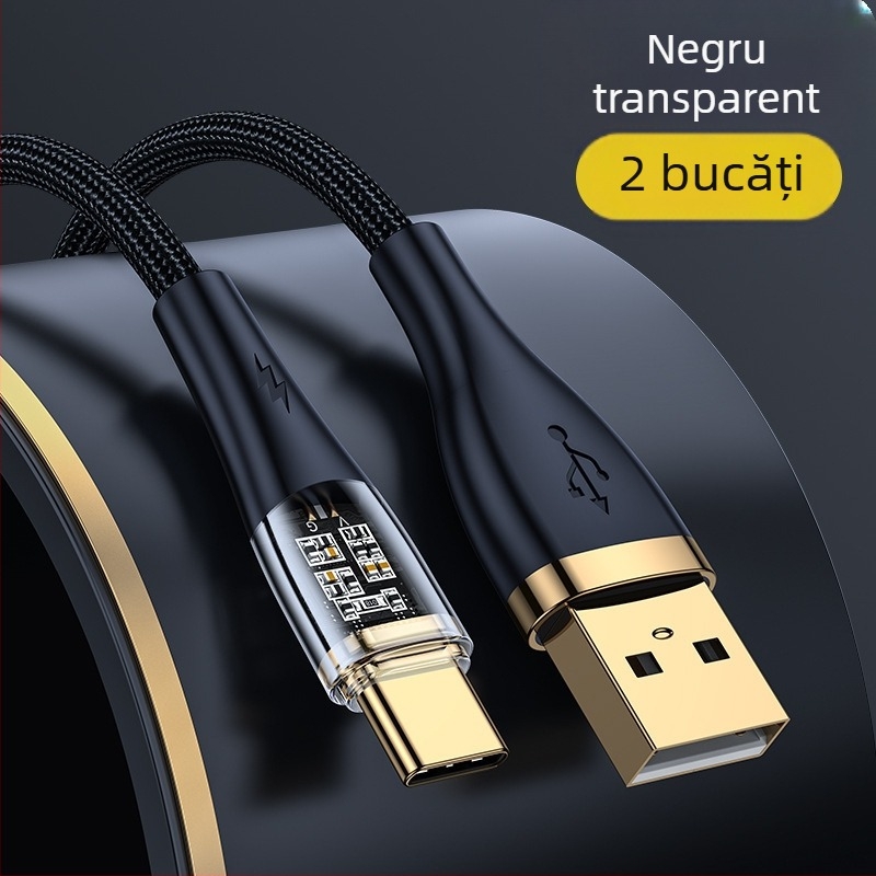 Cablu Type-C împletit, încărcare rapidă 100W, conector unic, pentru telefoane Huawei/Honor Android