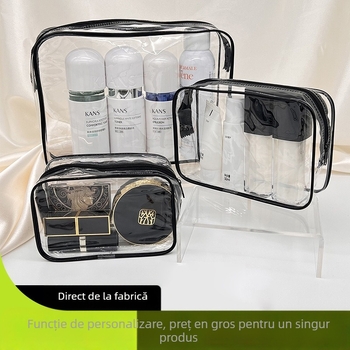 Geantă de toaletă PVC, formă cub, cu fermoar, multifuncțională pentru călătorii