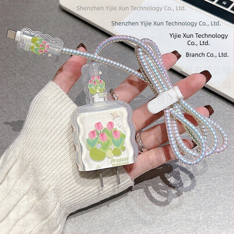 Husa de protecție pentru încă încărcător Apple 20W cu clips pentru cablul de date și protecție anti-frângere