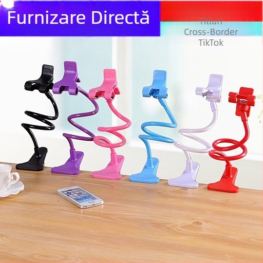 Lazy Bracket pentru telefon și tabletă – curbat, multifuncțional, cu cleme duble, suport de noptieră pentru pat, din plastic