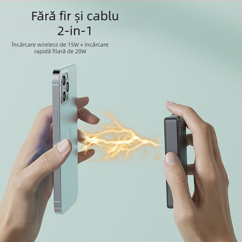 Baterie externă magnetică, fără fir, PD3.0 20W, 10000mAh, Carcasă din aliaj, Model MH805
