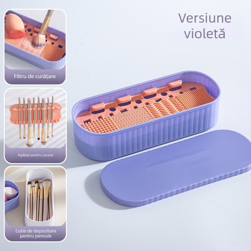 FLD Cutie de Curățare pentru Pensule de Machiaj din Silicon – Model Rotund sau Dreptunghiular, Origine Yiwu, Spălarea Pensulelor, Depozitare și Uscare Pudră, Durată de viață 5 ani