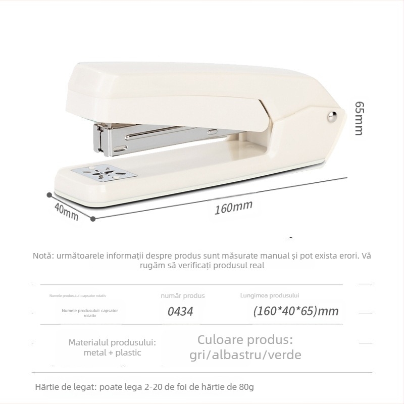 Deli 0434 Capsator rotativ pentru elevi, construcție îmbunătățită, No.12 standard, rechizite de birou multifuncționale