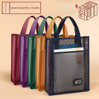 Geantă transparentă din plasă de nylon pentru elevi, model HJ-888, brand Korean Set, ambalaj single