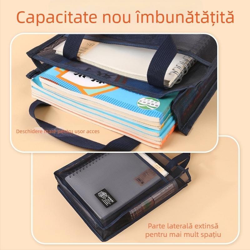 Geantă transparentă din plasă de nylon pentru elevi, model HJ-888, brand Korean Set, ambalaj single