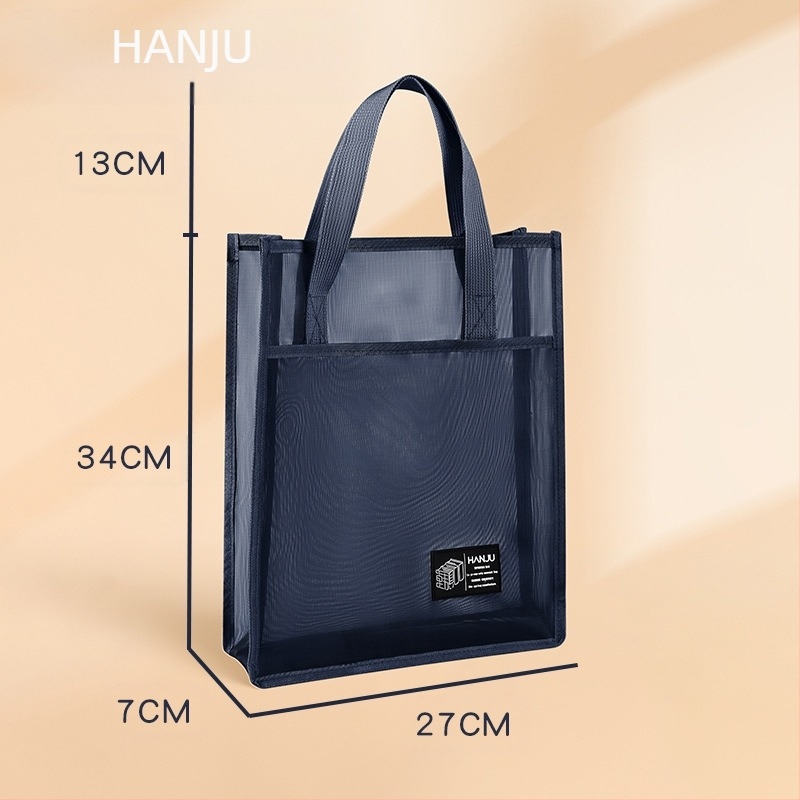 Geantă transparentă din plasă de nylon pentru elevi, model HJ-888, brand Korean Set, ambalaj single