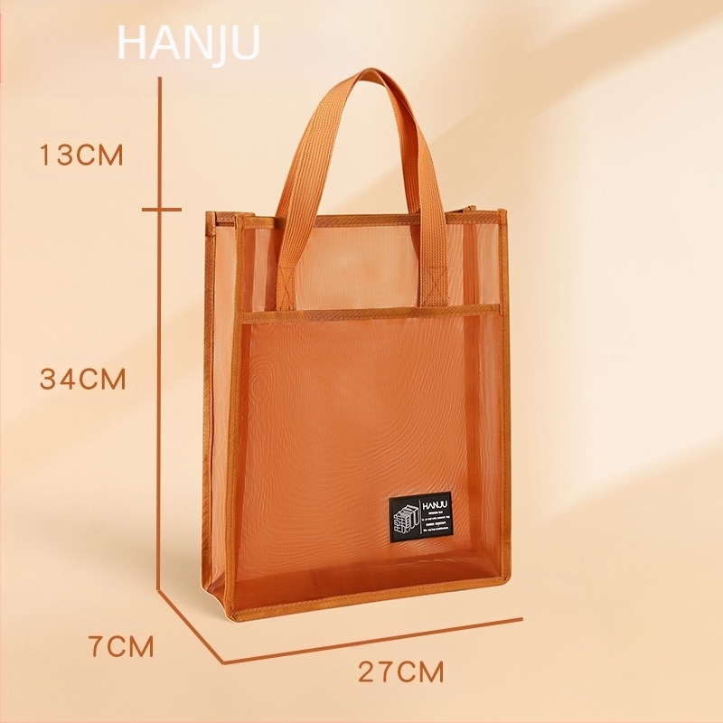 Geantă transparentă din plasă de nylon pentru elevi, model HJ-888, brand Korean Set, ambalaj single