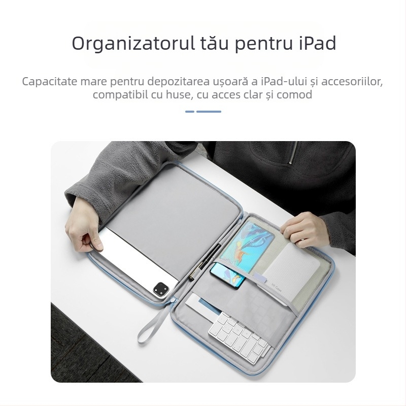 Husă de protecție pentru iPad, material PU, respirabilă și impermeabilă, căptușeală din poliester, stil urban simplu