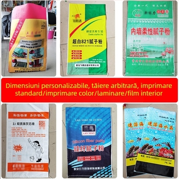 Pungă plastic țesută cu imprimare laminată, material PP, sarcină 10–100, pungă de gunoi