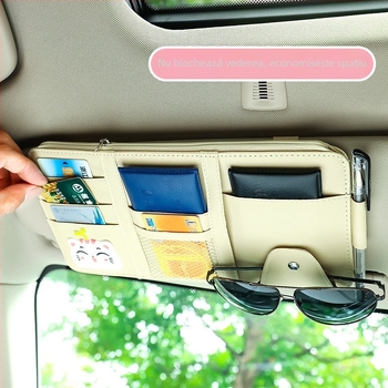 Clip de depozitare pentru parasolarul auto, multifuncțional, cu suport pentru carduri și ID